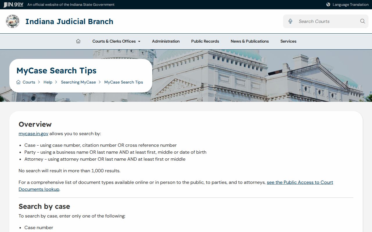 Allen County warrant search tips for case citation and party fields