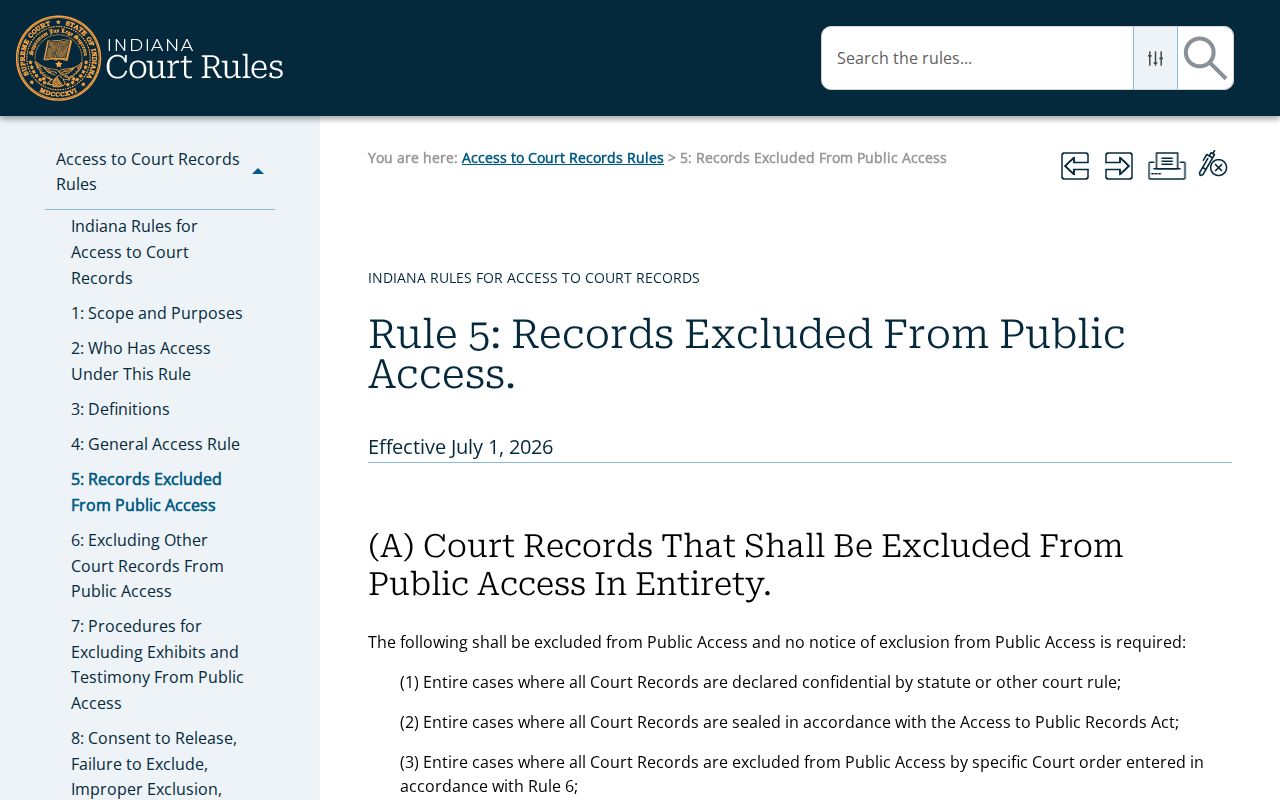 Allen County arrest warrant Rule 5 confidentiality and temporary exclusion rules