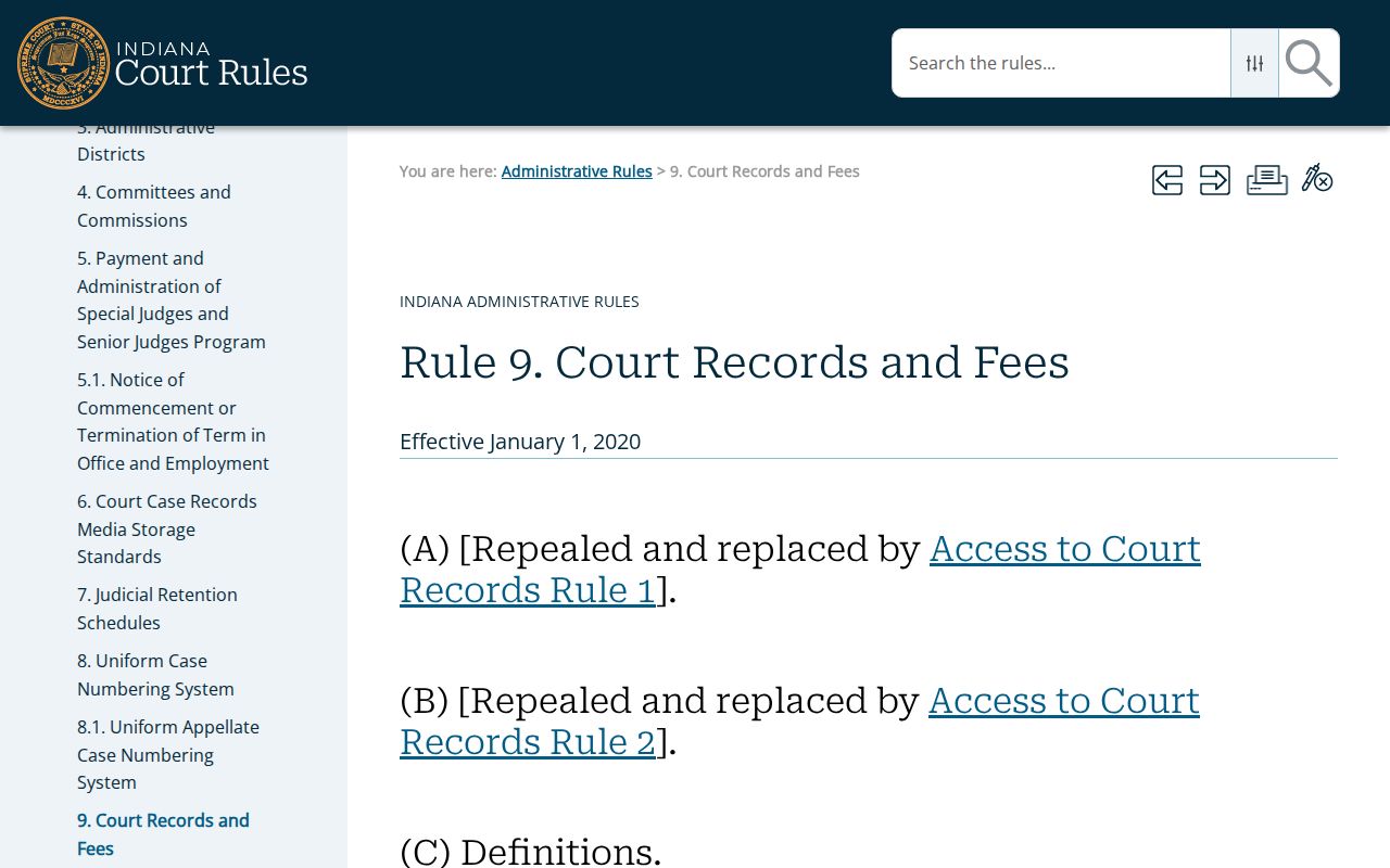 Allen County arrest warrant remote public access under Indiana Rule 9